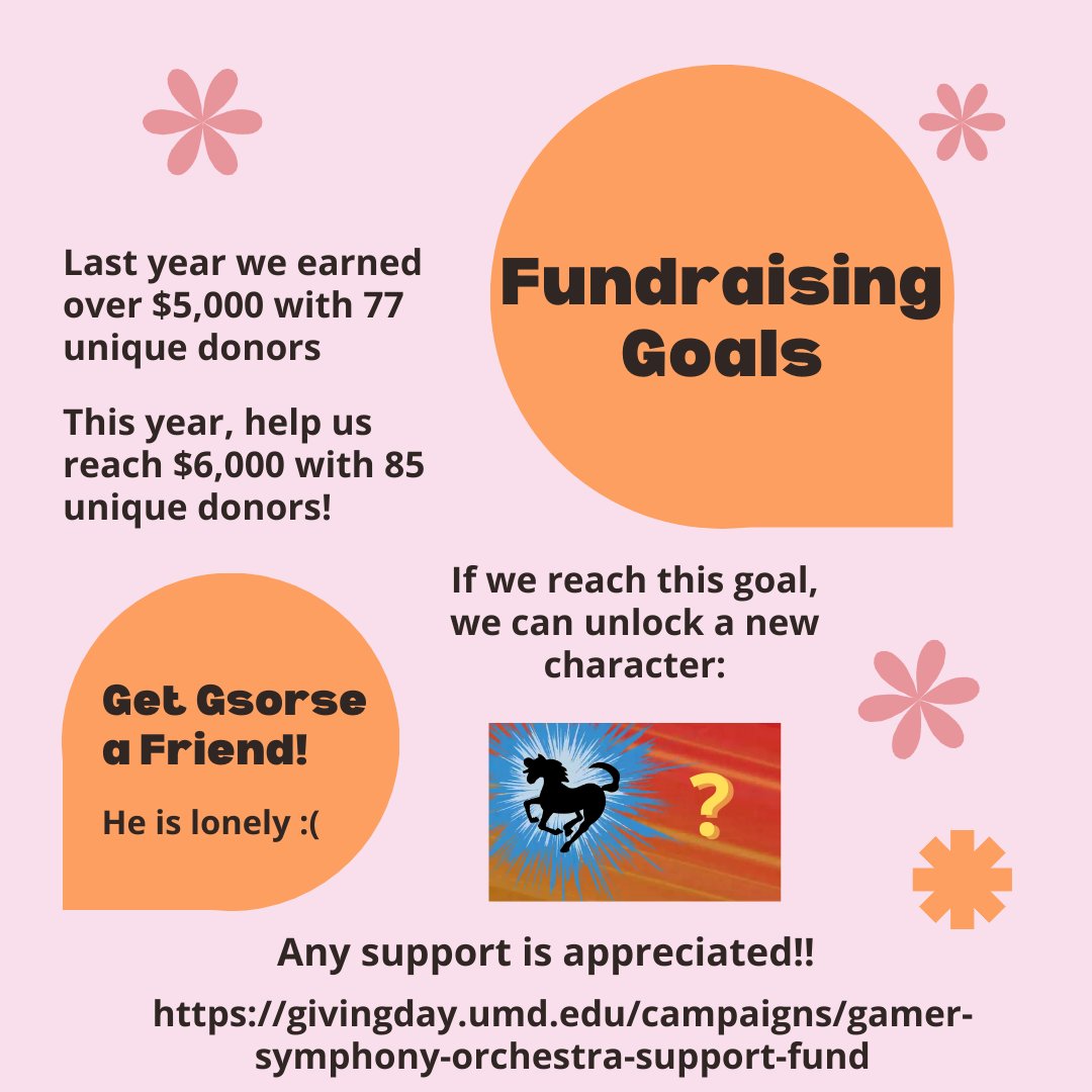 GamerSymphony's tweet photo. Giving Day starts tonight at midnight! 🥳 Please consider donating as all donations fund our concerts, programs, and more. If you can’t donate, we still appreciate your support and hope to see you at our upcoming concerts!! Keep an eye out tomorrow for the link to donate! 🐴 https://t.co/7yTrGRWC69