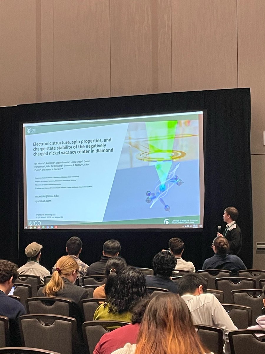 JonasNilsBecker's tweet photo. @quod_lab student Ian Morris presented his research on NiV defects in diamond at #APSMarchMeeting in Las Vegas earlier today! Great job! https://t.co/uKGdicEtZb