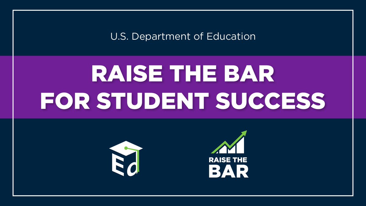 usedgov's tweet photo. We have a chance to Raise the Bar in education – now, we must step up, seize this opportunity &amp; maximize the potential of our students, our schools, and our country. 

Here's how schools and communities can answer ED's call to Raise the Bar: https://t.co/sKlPGitorb https://t.co/OMFMgwNdbj