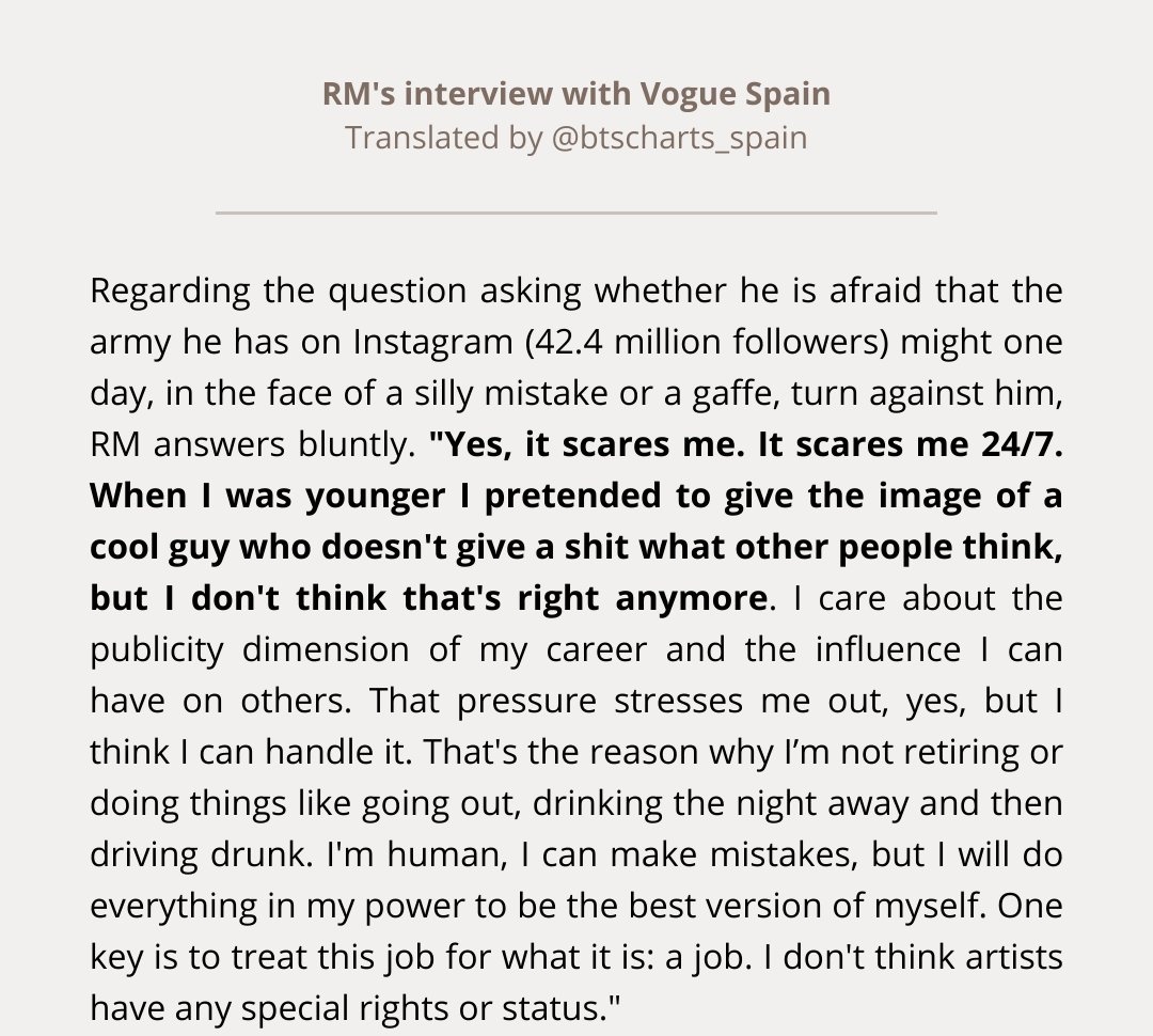 ililitan's tweet image. سألوا نامجون اذا كان خايف من أن الـ42.4 مليون آرمي في حسابه على الانستا ممكن بيوم يقلبوا عليه بسبب أي خطأ يرتكبه وهذي كانت إجابته .... 🥹