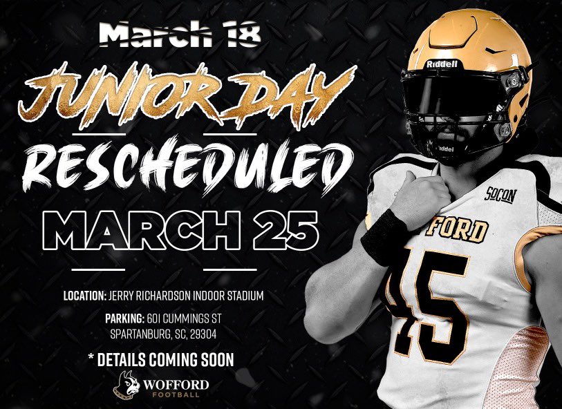 ‼️ Due to the passing of our honored alum and benefactor Mr. Jerry Richardson, we will be moving our JR day to MARCH 25th ‼️