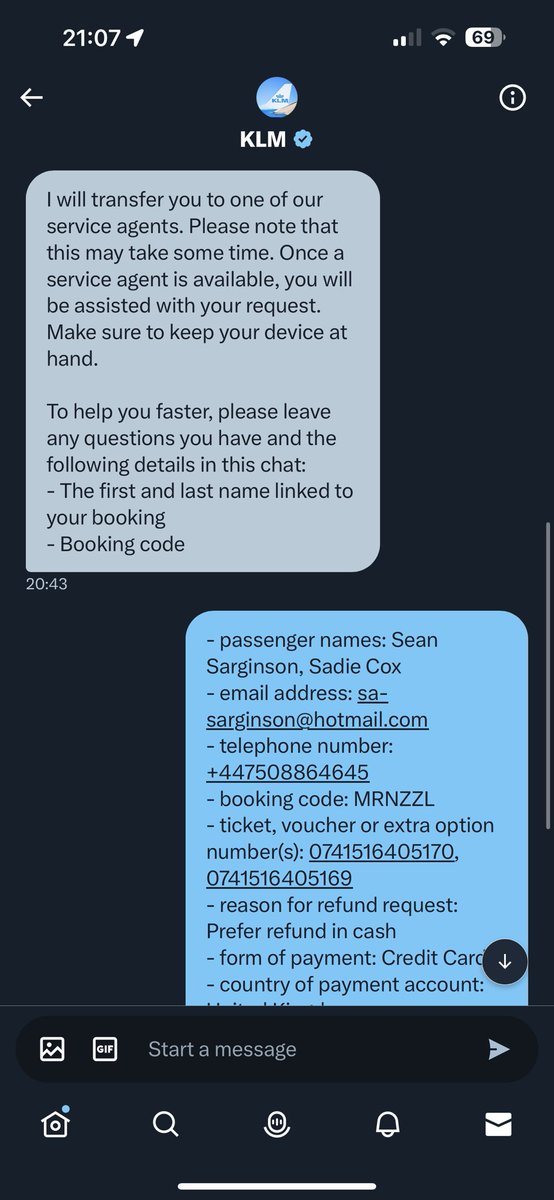 SASarginson's tweet photo. @KLM @KLM_UK Going well so far…. https://t.co/ixfz3rkaar