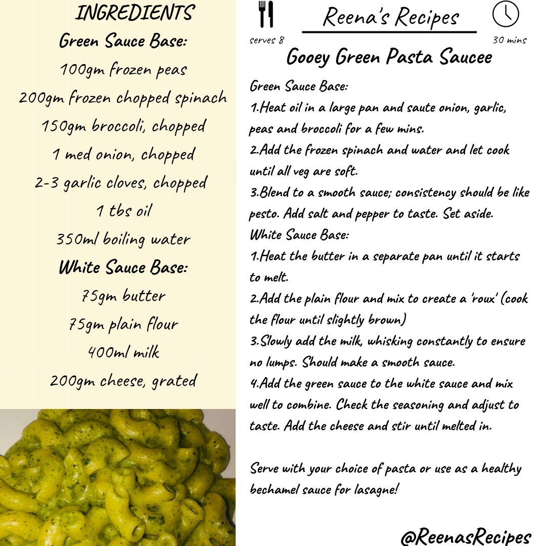 ChotaiReena's tweet image. 🤩If you struggle to get veggies into your kids diets but they love pasta, try my Gooey Green Pasta Sauce 🥦 🥬🌿Packed full of green veg (broccoli, peas, spinach, onion and garlic) it's a dish perfect for Shrek 😂A favourite in our house 🏡 old and young alike! #ReenasRecipes