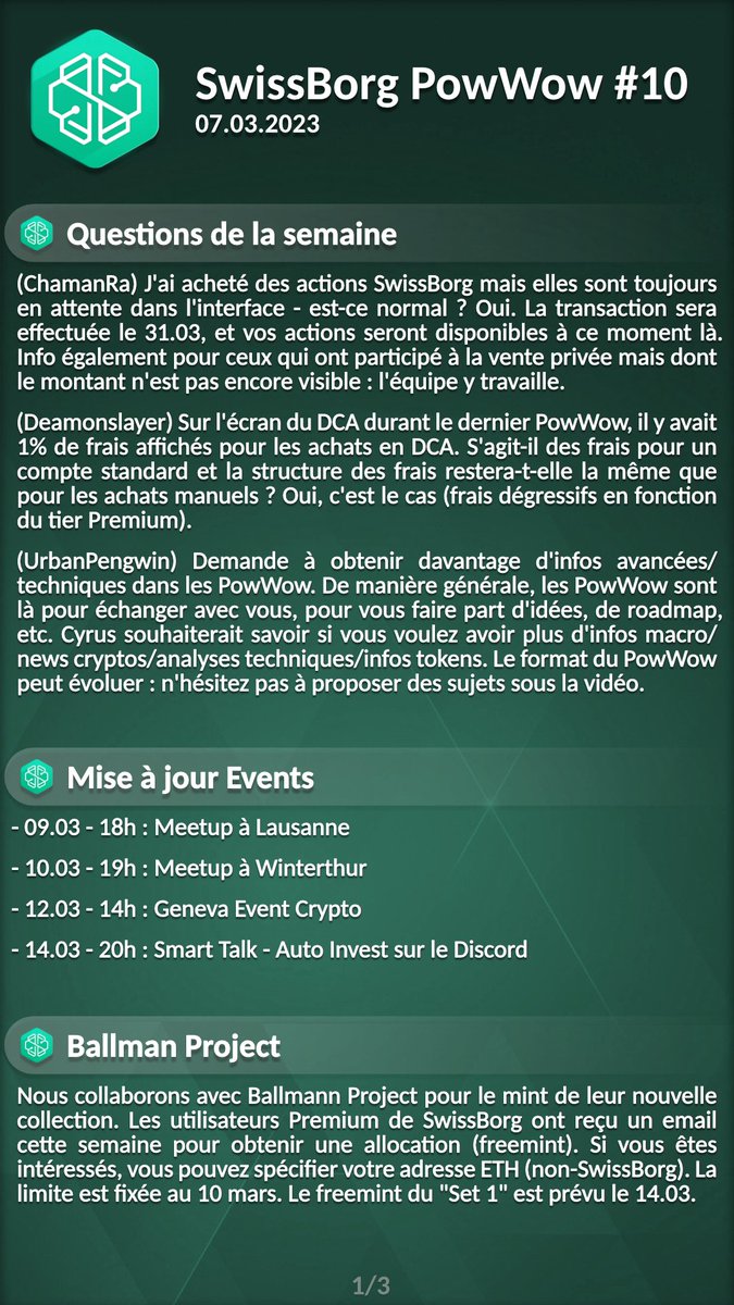 nicokonut's tweet photo. #SwissBorg PowWow #10 (🇫🇷 recap) - 07.03.2023
#WeAreSwissBorg $CHSB #CHSB $BTC $ETH #Yodl #NousSommesSwissBorg #Thematics #Launchpad #SeriesA https://t.co/LvLFNdSt48