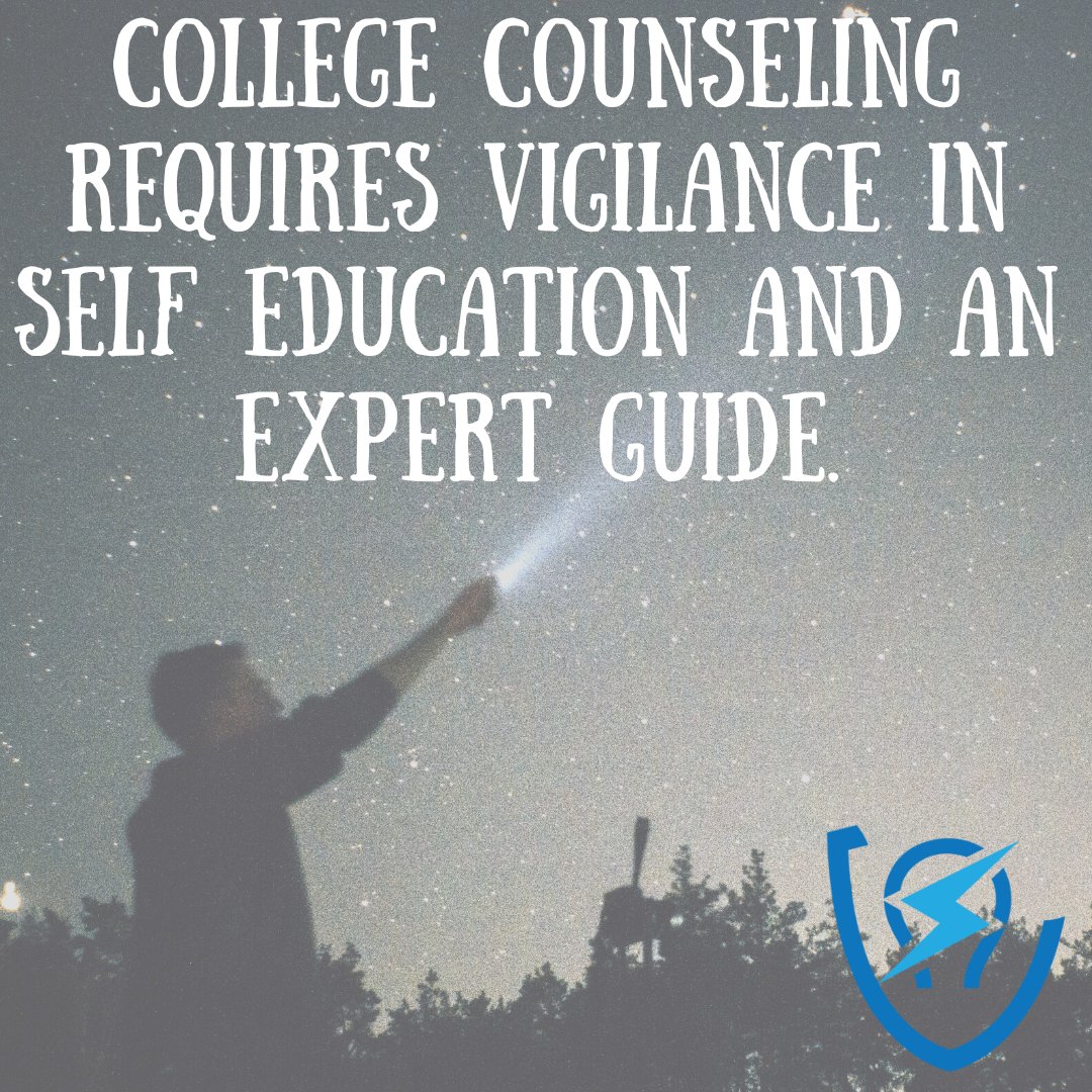 Our mantra: college counseling requires vigilance in self education and an expert guide. #collegecounseloradages 
#collegecounselor #vigilance #selfeducation #expertguide