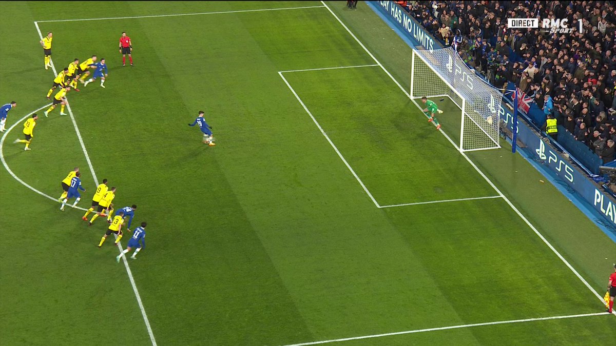 RMCsport's tweet photo. 🔥 Kai Havertz manque son pénalty mais l'arbitre décide de le faire retirer ! Plusieurs joueurs des deux équipes sont rentrés dans la surface. #CHEBVB

📺 Le match en direct sur RMC Sport 1 ► https://t.co/IcTW5C0keK https://t.co/aJmKqU9bOO
