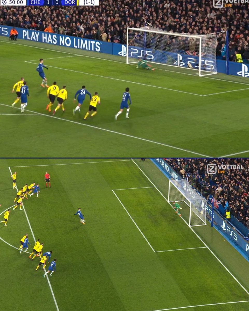 Chelsea retook their penalty due to encroachment after Havertz' shot hit the post. Havertz scored on the second attempt.