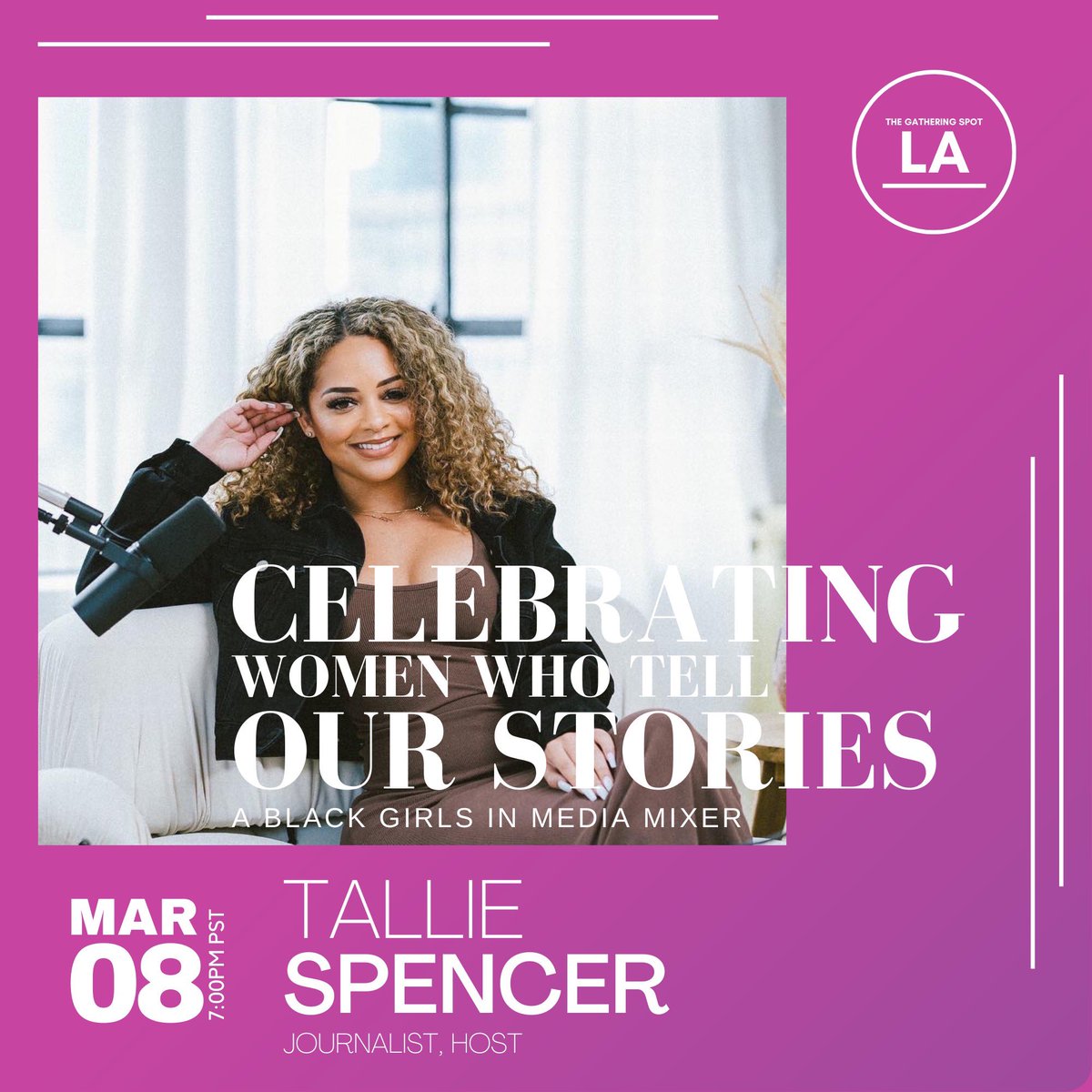 blackgirlsmedia's tweet photo. Black Girls In Media presents: Celebrating Women Who Tell Our Stories. A Womenโs History month panel event and mixer. Hosted in partnership with The Gathering Spot
See you tomorrow, LA!
#laevents #media #panelevent #networkingmixer https://t.co/Ni0rtDpWQl