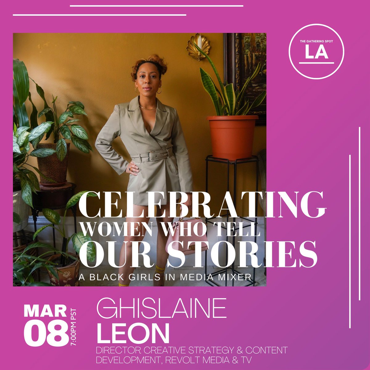 blackgirlsmedia's tweet photo. Black Girls In Media presents: Celebrating Women Who Tell Our Stories. A Womenโs History month panel event and mixer. Hosted in partnership with The Gathering Spot
See you tomorrow, LA!
#laevents #media #panelevent #networkingmixer https://t.co/Ni0rtDpWQl