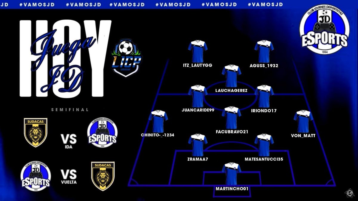 JDeSports_'s tweet photo. Gran partido para ver si llegamos a estar entre los mejores dos de la liga. JD llega con la frente en alto y una copa encima, a dejar todo hasta el final.

🗓 Semifinal
🆚 Sudamerica 24
⏰ 00:00 y 00:30

#VamosJD💙🤍 https://t.co/ZvDjxXqNWO