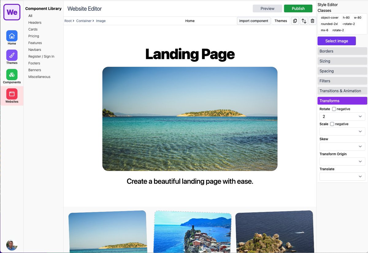 Here's a sneak peak at the new website editor we are building!  Really excited about how it is turning out!