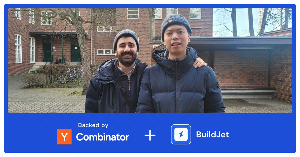 ycombinator's tweet photo. Welcome to YC, @adamshiervani, Lian, and @BuildJet!

BuildJet speeds up GitHub Actions by powering it with gaming CPUs, rather than using the cloud. Simply change 1 line, and get 2x faster and cheaper GitHub Action builds.

Learn more: https://t.co/aucBOhrjyM https://t.co/UExSqJFNv5