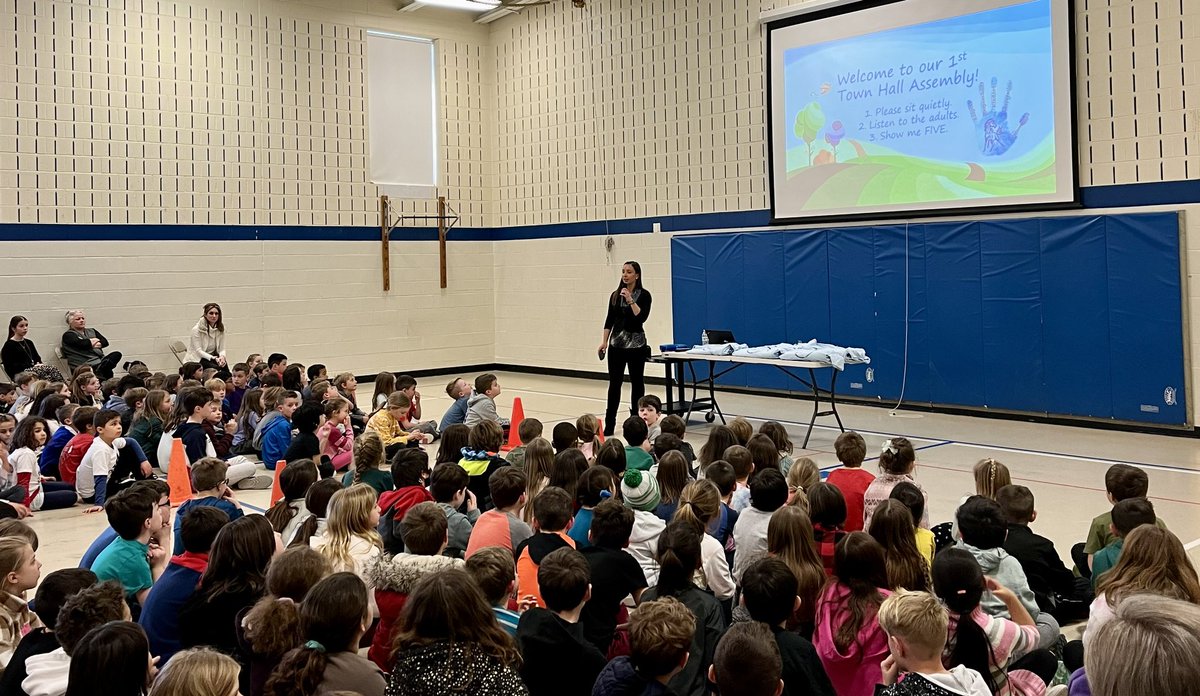 Thanks to Ms. Hendrickson for leading our Town Hall! We learned about perseverance and showing grit. #CharacterCounts #GoGaymanMustangs