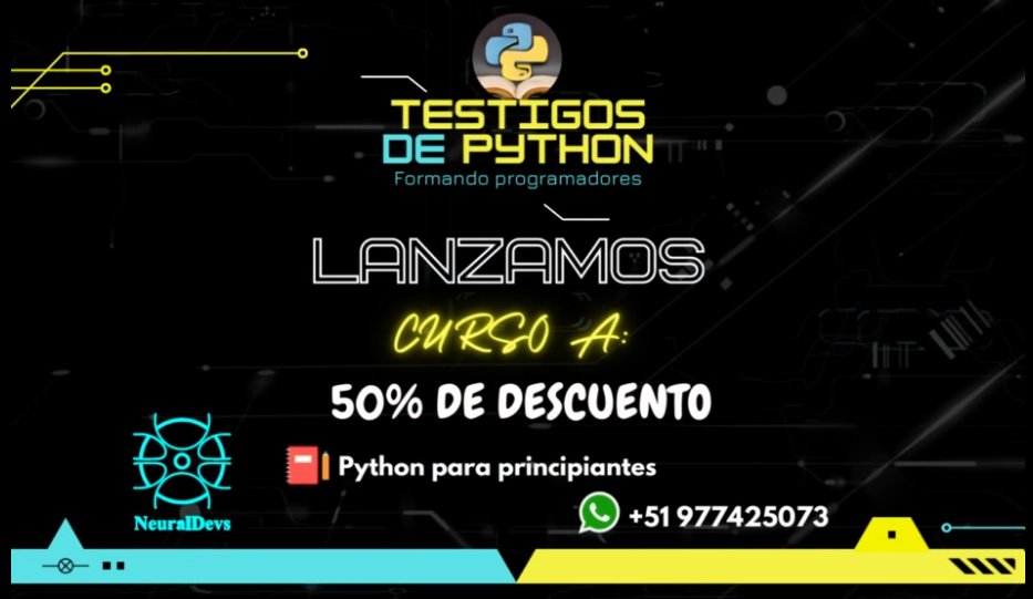 NeuralDevs's tweet photo. Curso de Python para principiantes al 50% de descuento. Informes al interno o a :
https://t.co/QkeZFARJ4s https://t.co/dvIPOFMNtS