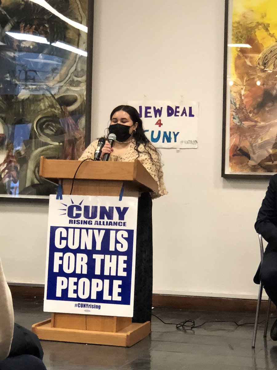 one of my lovely students Ariadna Silva from the @NYPIRG board talking about #newdeal4cuny #fundcuny
