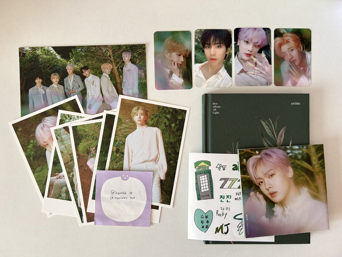 haesales's tweet photo. wts astro all light album with mj rocky sanha jinjin photocards and all album stickers and postcards inclusions

$35 shipped, tracking # included https://t.co/qASy7qRJhg