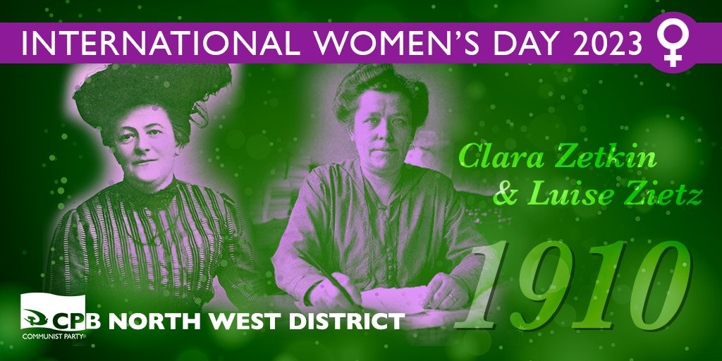 In 1910 the International Socialist Woman’s Conference suggested March 8th should become an “International Woman’s Day.” It was proposed by German Socialist Luise Zeitz and seconded by fellow Socialist and later Communist leader Clara Zetkin.
<a href="/CpbManc/">Communist Party Greater Manchester</a> <a href="/CPBritain/">Communist Party ☭</a> <a href="/M_Star_Online/">Morning Star</a>