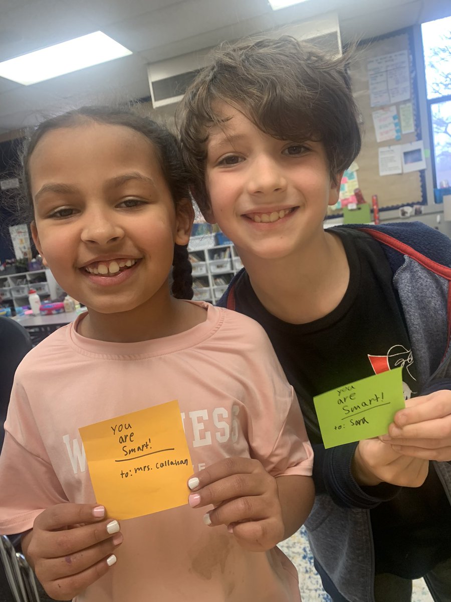 emilyscallahan's tweet image. During dismissal, these two decided to leave sticky notes on each desk “so our friends will have a little something to read tomorrow morning” #classfamily #kindness 😭❤️ @ConsciousD @hmbuckman