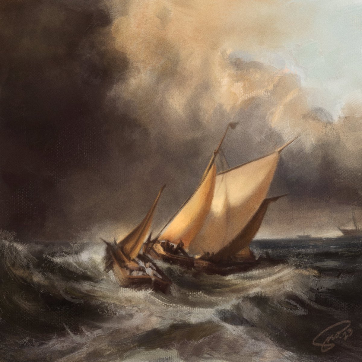 marksocoart's tweet photo. A study I did of J.M.W Turner. An absolutely brilliant artist. Done in @Procreate https://t.co/qa4ZyIaOU2