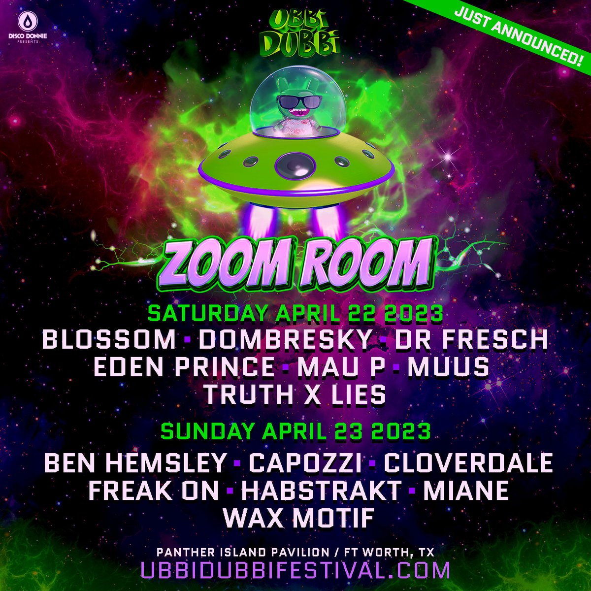 Tubbi: this just in 💨 The Zoom Room stage line up! 🙌up if you love 🏠music!!