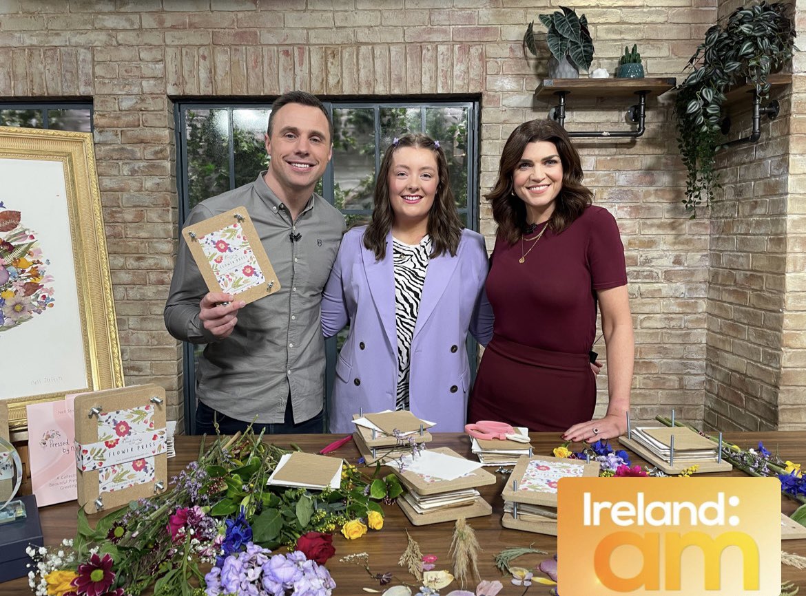 Over the moon to have a segment on <a href="/IrelandAMVMTV/">Ireland AM</a> recently &amp; a huge bonus to launch our new Flower Press’s on it! ✨ They are. Ow available on our website &amp; instore! 🌸 thanks @MuireannO_C &amp; <a href="/TommyBowe/">Tommy Bowe</a> for being so lovely, supportive of my business &amp; welcoming