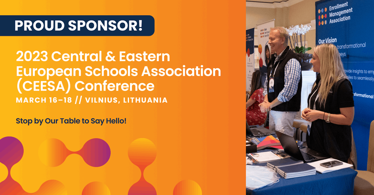 Come visit EMA’s Global Team at the 2023 @CEESAorg Conference March 16-18 in Lithuania. We’re excited to showcase our powerful enrollment & assessment tools, our data-driven trend reports, and exceptional professional development courses. Learn more at hubs.li/Q01FKtKH0.