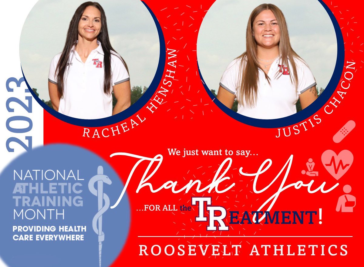 Roosevelt Rough Riders (@trroughriderfb) on Twitter photo In honor of National Athletic Training Month, we are grateful to have such an incredible athletic training staff! Thank you for all you do to take care of the Rough Rider athletes! <a href="/THSCAcoaches/">THSCA</a> <a href="/WeAreTRHS/">Theodore Roosevelt High School - NEISD</a> <a href="/NeisdAthletics/">NEISD ATHLETICS</a> <a href="/TRathtraining/">TR Athletic Training</a> <a href="/mattcarroll2121/">Matt Carroll</a> @TRsportsbooster In honor of National Athletic Training Month, we are grateful to have such an incredible athletic training staff! Thank you for all you do to take care of the Rough Rider athletes! <a href="/THSCAcoaches/">THSCA</a> <a href="/WeAreTRHS/">Theodore Roosevelt High School - NEISD</a> <a href="/NeisdAthletics/">NEISD ATHLETICS</a> <a href="/TRathtraining/">TR Athletic Training</a> <a href="/mattcarroll2121/">Matt Carroll</a> @TRsportsbooster
