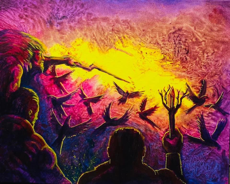 franczV's tweet photo. Painting workshop I attended yielded some interesting results. Still poking around with this. #art #painting https://t.co/rwQ2eEiFO9