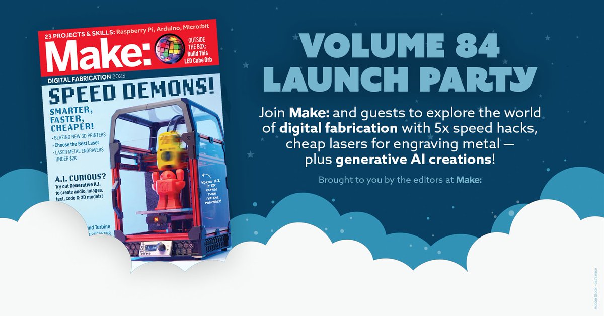 make's tweet photo. Join @IShJR, @calebkraft and a panel of special guests as we talk #digifab, #AI and #AmateurRadio this Thursday at our V84 #LaunchParty! 🥳

https://t.co/iuGfNFzZEh https://t.co/sNCo8iJZB7