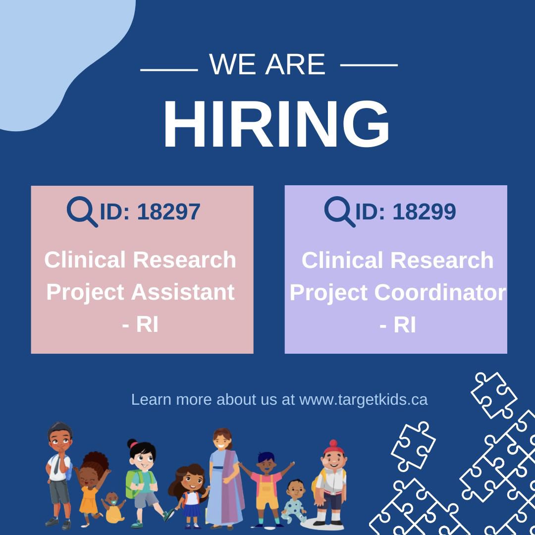 TARGet Kids! is #hiring ! Are you interested in clinical research? We’re looking for a Research Assistant and a Clinical Research Project Coordinator to join our team! Apply now by clicking on the link below to search for the job ID you’re interested. career.sickkids.ca