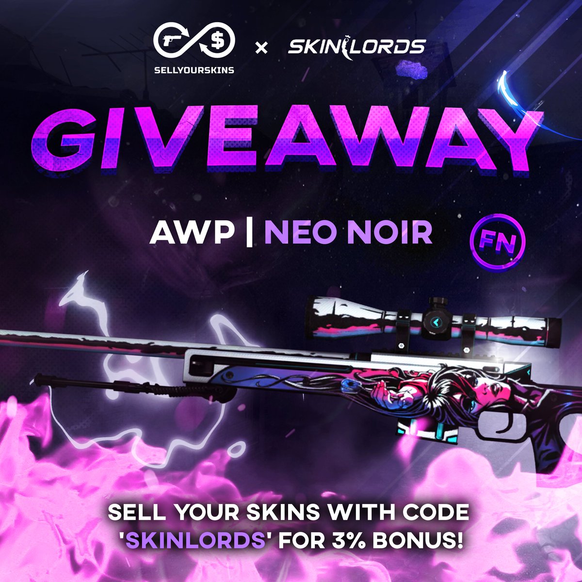 AWP Neo-Noir 🎁 CS:GO Skin Giveaway!

✅ To enter:
- Follow <a href="/sellyourskins/">SellYourSkins.com - Instantly sell your CS2 skins!</a> and us
- Retweet and Tag a friend

Ends in three days! Best of luck!