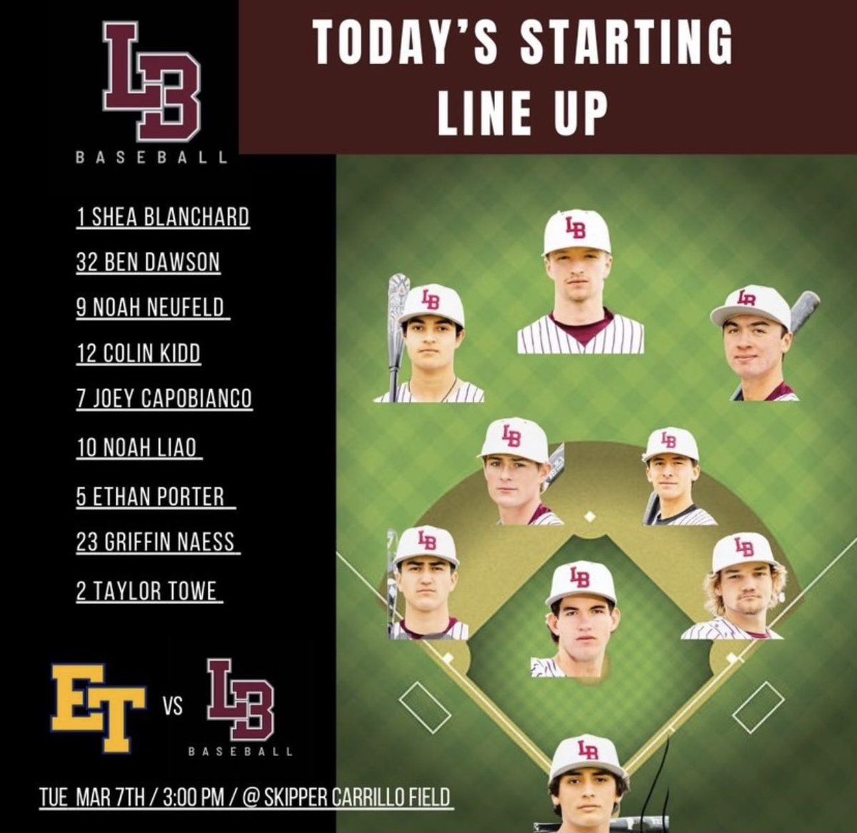 LbhsB's tweet photo. Your #breakersbaseball #startinglineup https://t.co/TpRdTnSX7M