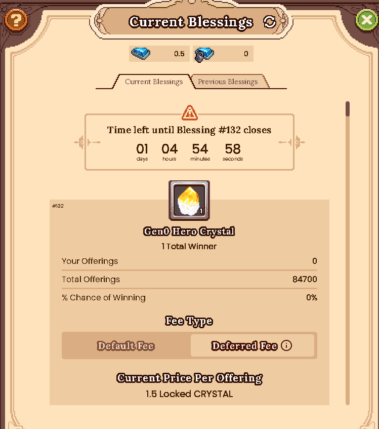 TheDefiHero1's tweet photo. The next Gen-0 offering gets drawn in 1 day! 

Compared to the last one, looks like your chances are much higher :)
@DeFiKingdoms #JEWEL #DFK #Defi #GameFi #p2e https://t.co/iSuUZO1EKA