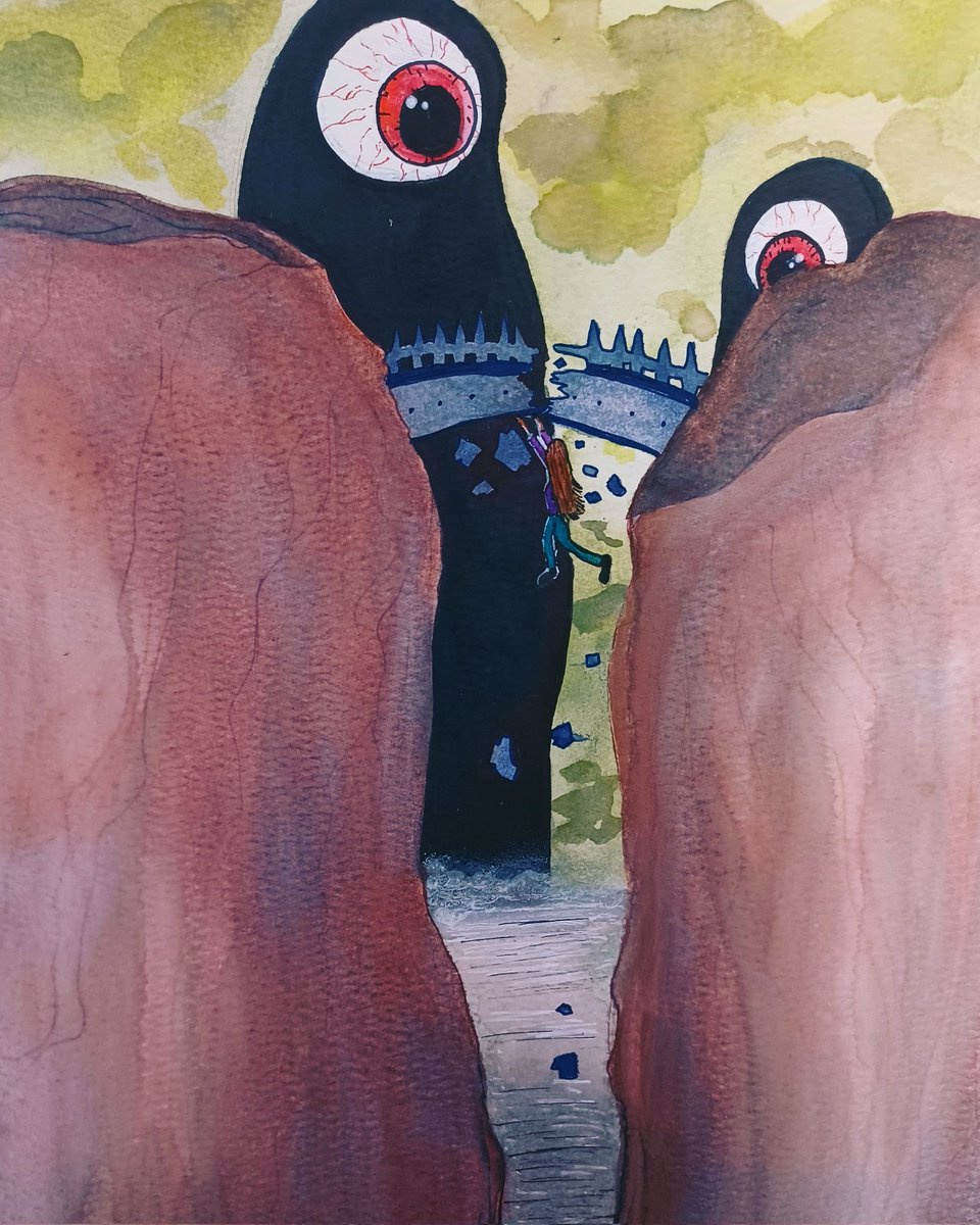 GelaRediger's tweet photo. Rubber Neckers. 🙄
https://t.co/dIBk2u6grU
#Art #Artist #Paint #Painter #WatercolorPainting #WaterColor #Green #Gray #Monsters #Colosus #Giant #Creature #Eyes #Eye #EyeBall #Creepy #Scary #Horror #Bridge #Falling #Fear https://t.co/52VwPUoXep