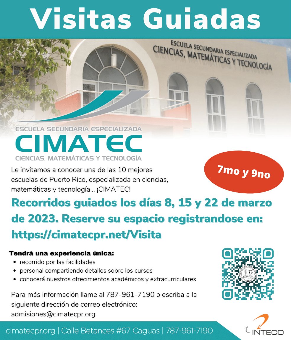 CIMATECPR's tweet photo. Tenemos nuevos espacios para las visitas guiadas a Cimatec los días 8, 15 y 22 de marzo de 2023 en horario de 3:15pm a 4:00pm.

Reserve su espacio registrándose en:
https://t.co/BVgXYCxQ8F

*Pueden asistir hasta 3 personas por reservación. https://t.co/H80KWW3s5H