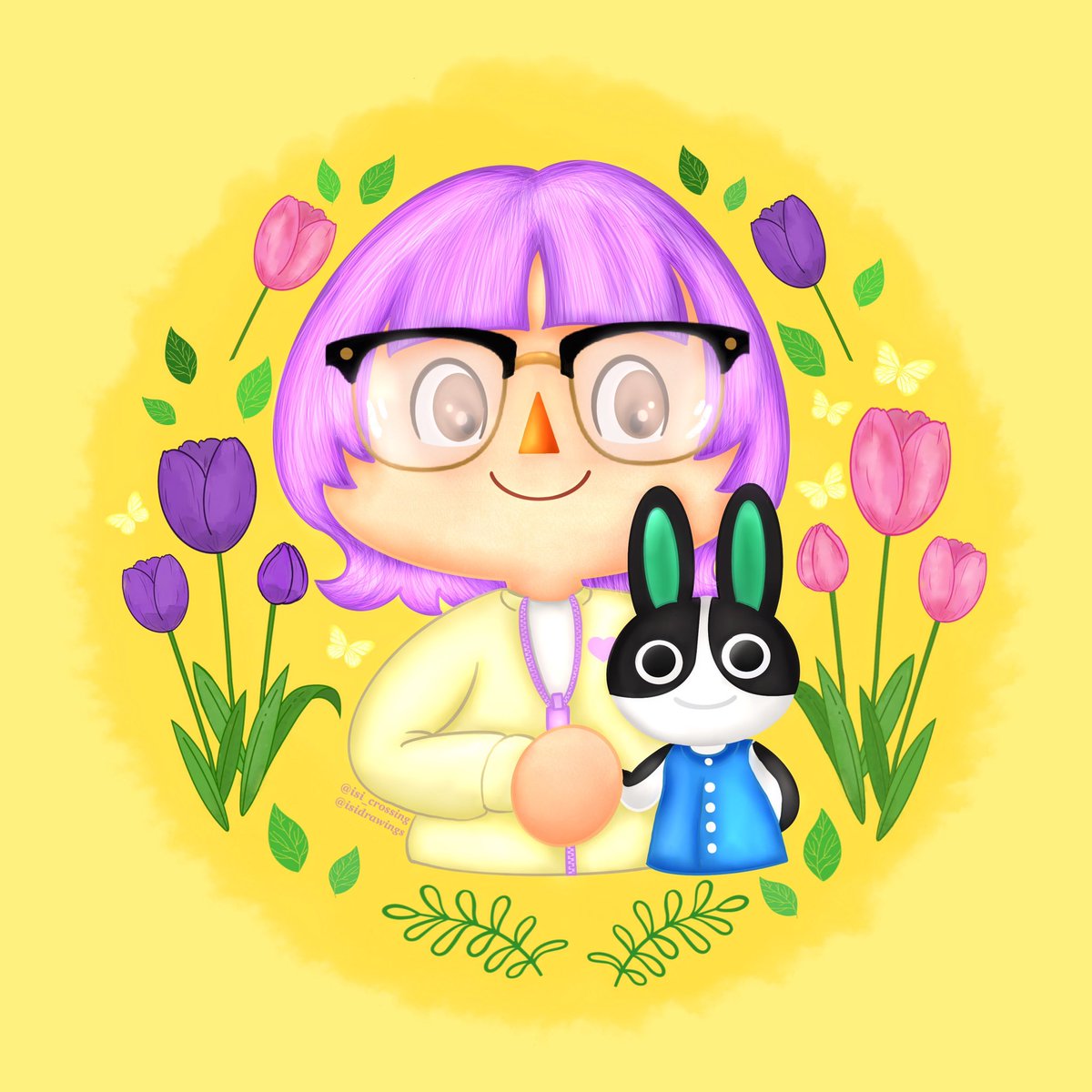 isidrawings's tweet photo. For my latest commission I had to draw Dotty &amp; tulips🥹✨🌷💛🌿💜
#AnimalCrossing #ACNH #commisionsopen https://t.co/LUTm4FlAk4