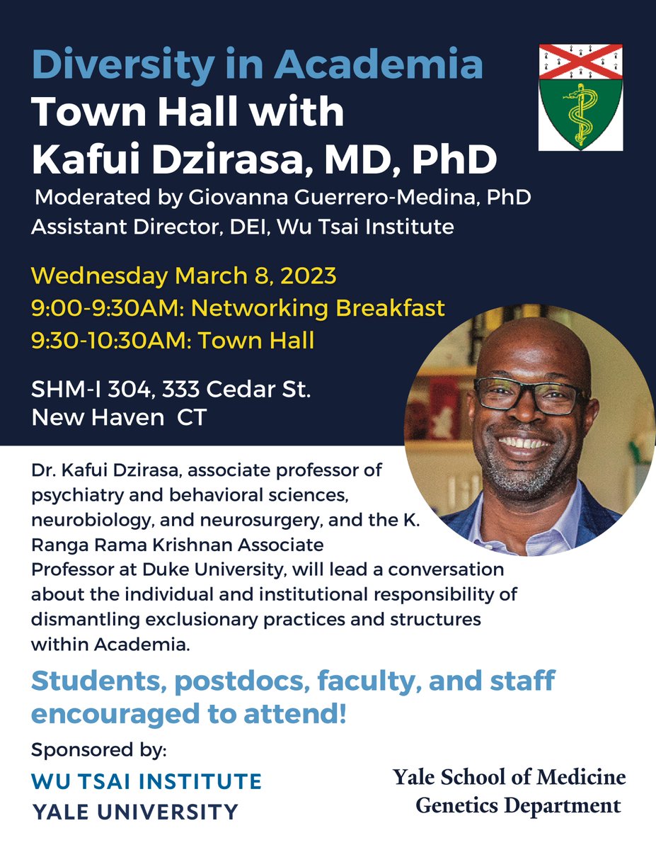 Sefini's tweet photo. Tomorrow, 9:30am! Join @KafuiDzirasa and I to talk about what has happened with #AntiRacism &amp; #DEI since the summer of 2020; the recent @theNASEM report; why institutions should care &amp; do something; &amp; more. Sponsored by @WuTsaiYale &amp; @YaleGenetics Come early for food &amp; network https://t.co/szJAauA6Pw