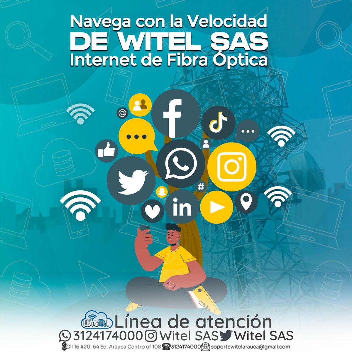 witelsas's tweet photo. ¿Ya sabías? Tenemos para tí planes prepago y pospago para que disfrutes de tus redes sociales de manera ilimitada.

#MasVelocidad #MasInternet #Arauca #FibraOptica https://t.co/cPmWDGIyeg