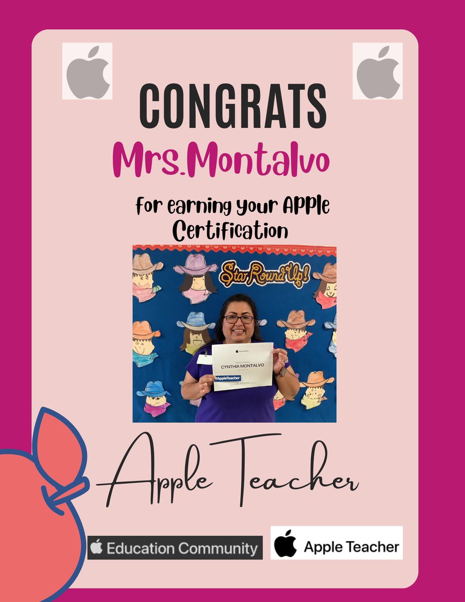 Sandra Delgado (@mrssdelgado) on Twitter photo Congratulations Mrs.Montalvo for earning your Apple Teacher Certification! We are very proud of you! <a href="/LRE_Wranglers/">Lopez Riggins</a> Congratulations Mrs.Montalvo for earning your Apple Teacher Certification! We are very proud of you! <a href="/LRE_Wranglers/">Lopez Riggins</a>