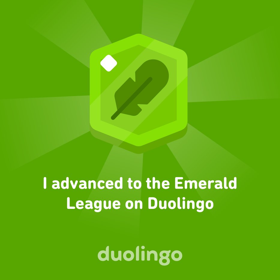 _fit2wrap's tweet photo. I advanced to the Emerald League on Duolingo https://t.co/EHR4nYcaet