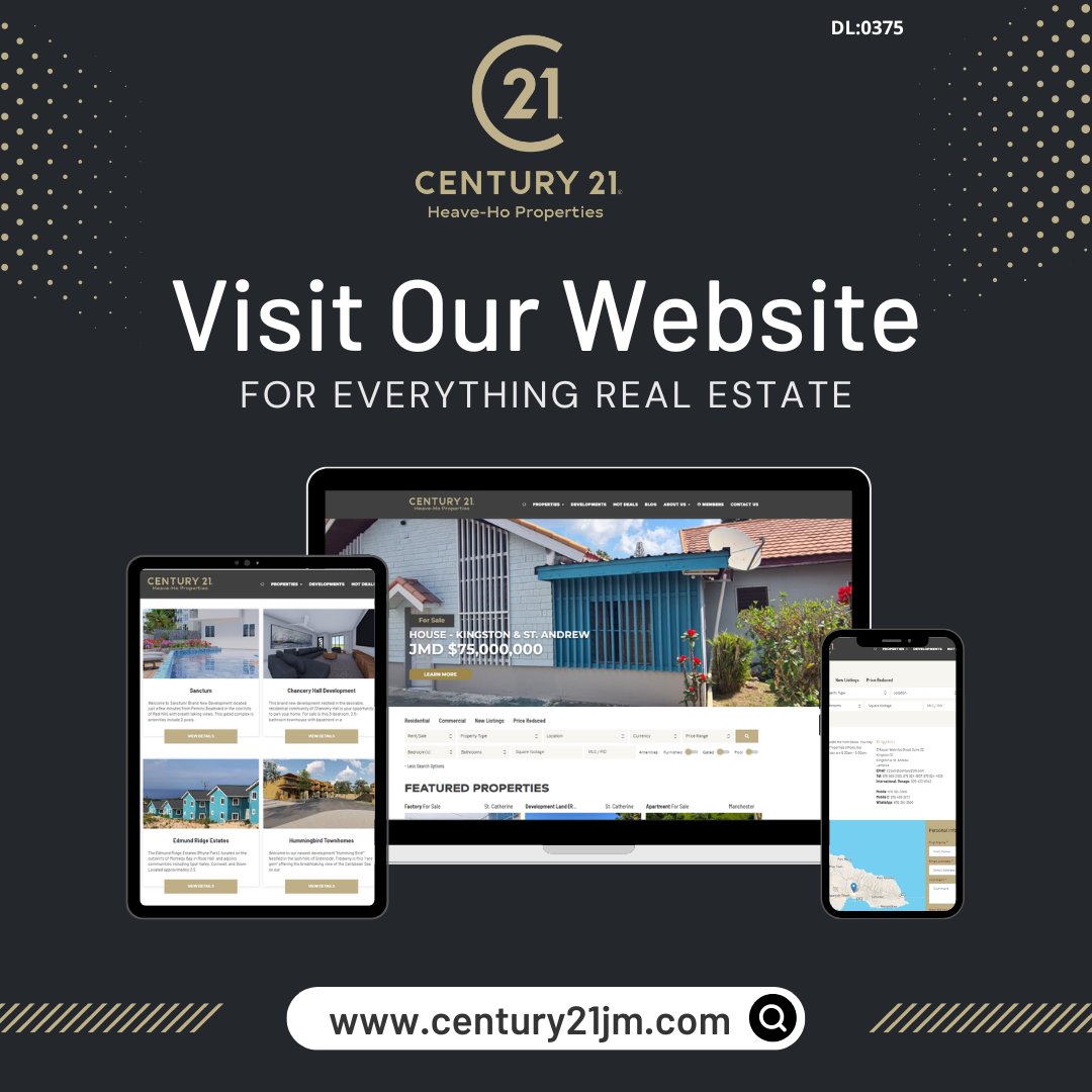 For everything real estate, visit our website (🖥️century21jm.com). We have the property option(s) that are right for you! Browse our website to view our extensive inventory of beautiful properties (sale or rental).

#c21everythingrealesatet #everythingrealestate