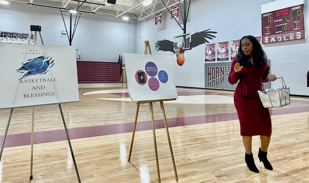 HlhsT's tweet photo. Thanks Ms Thompson for speaking today to our FCA basketball team. Enjoyed hearing about David and how he over came his obstacles and we can too in our lives. https://t.co/RruOUYgz8H