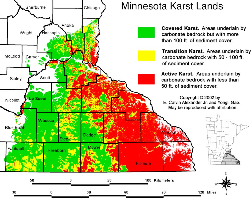 sallyjos's tweet photo. Now Carly Griffith from @MCEA1974 is up urging passage of HF81 as current response to fish kills not adequate, Mentions Rush Creek kills and karst area. Here's that map again. #mnhouse #environment #mnfish https://t.co/jcwlAENW5j