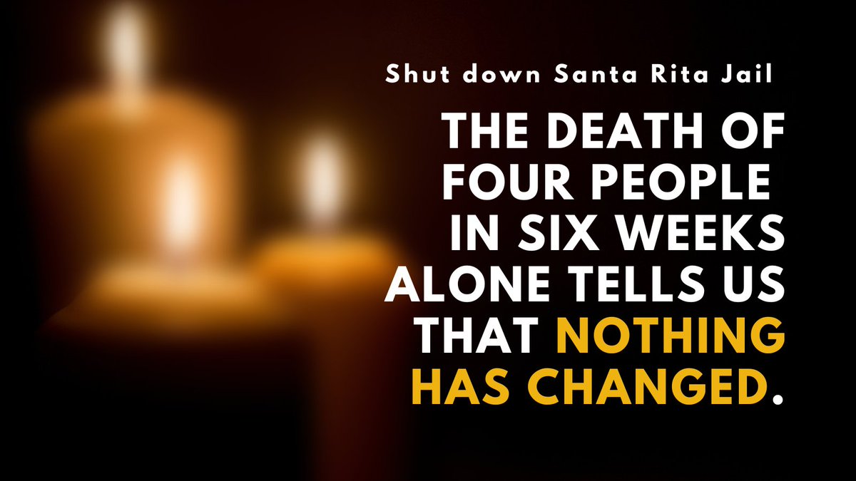 We are heartbroken and enraged to hear of yet another death related to Santa Rita Jail (SRJ). 

We need to come to terms with the fact that SRJ must be shut down &amp; replaced with a system of transformative justice that takes everyone’s humanity into account. #FreeSRJ