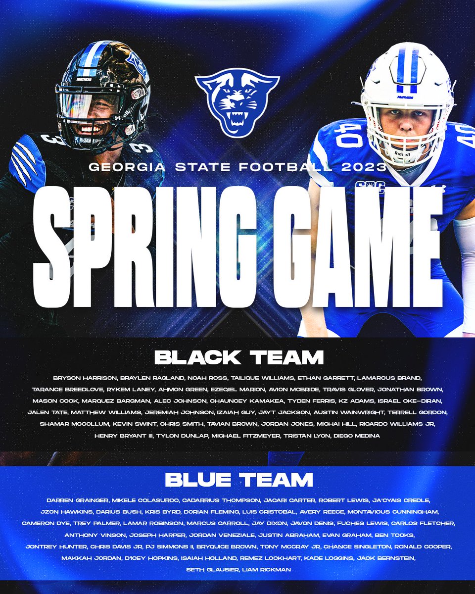 ⚫️ 𝗕𝗹𝗮𝗰𝗸 𝘃 𝗕𝗹𝘂𝗲 🔵

🗓️ Thursday, March 9 at 6:30 p.m.
🎟️ georgiastatesports.com/springgame

#OurCity | #SoundTheHorn