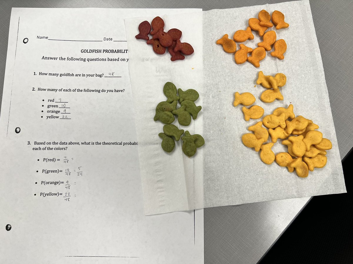 EduRobbie's tweet image. I love it when you wander into a classroom and end up with a snack AND a real-world lesson on probability.  Thank you Mr. Goggins @Gene_Pike for patiently walking this adult learner back through 7th grade math. 😂 #MathIsFunAgain #SnacksHelp
