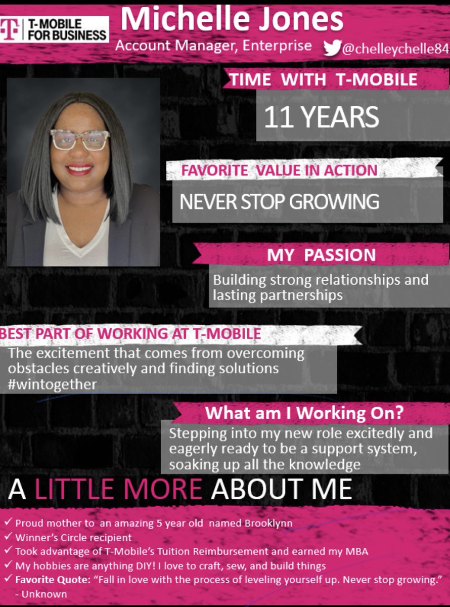 I am so happy and proud to step into my new role as an Account Manager for Enterprise!!! Thank you Lord!!! 🙌🏾 I’m super thankful for the opportunity and eager to get started!#tmobileforbusiness
“Talent is EVERYWHERE, it only needs the OPPORTUNITY”
- Katherine Switzer