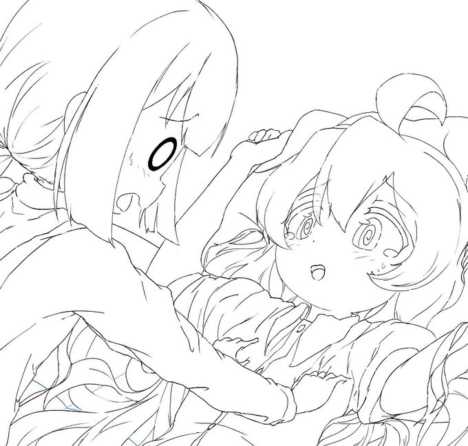 🌟まひろ×もみじ🌟 制作中新作イラストのラフから整えた線画❗は、はうぅぅ～…💕 #pixiv https://t.co/XCbqSJALV7 #お兄ちゃんはおしまい #おにまいお絵描き #おにまい #onimai #緒山まひろ #穂月もみじ #イラスト #おにまいお絵描き 