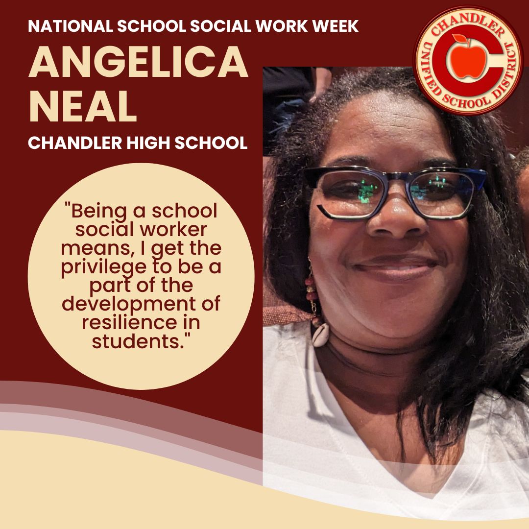 ChandlerUnified's tweet photo. "What does being a school social worker mean to you?" We asked our social workers, and here's what they said. From seeing the resilience, to creating hope and offering whole-child support, thank you to our school social workers! #WeAreChandlerUnified @CUSDCounseling #SSWWeek2023 https://t.co/L0Sd1YoHDD