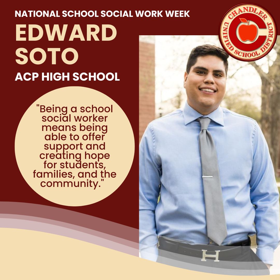 ChandlerUnified's tweet photo. "What does being a school social worker mean to you?" We asked our social workers, and here's what they said. From seeing the resilience, to creating hope and offering whole-child support, thank you to our school social workers! #WeAreChandlerUnified @CUSDCounseling #SSWWeek2023 https://t.co/L0Sd1YoHDD